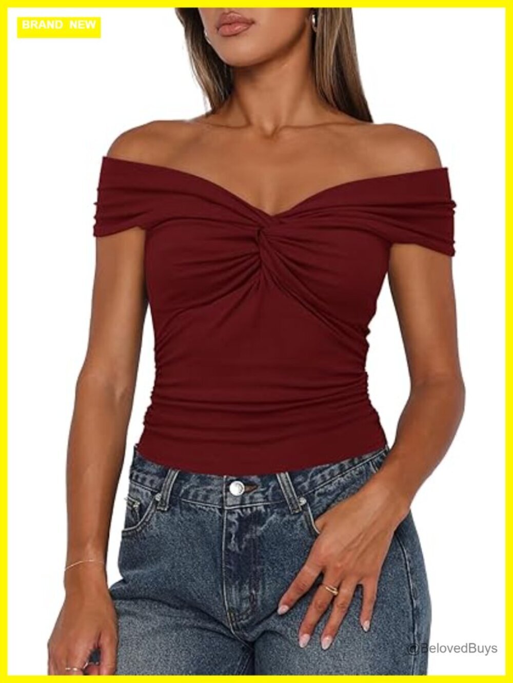 Women Twist Knot Front Off The Shoulder Tank Top Cap Sleeve Going Out Shirt